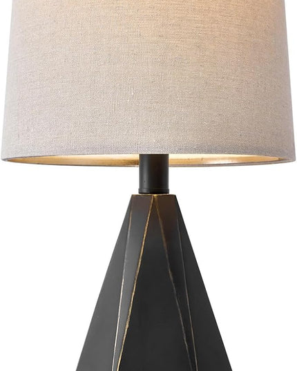 PoKat 20.25'' Table Lamp for Bedroom - Single Bedside Lamp for Night Stand, Small Bedroom Lamp, Modern Night Stand Lamp with Shade, Farmhouse Table Lamp for Living Room, Kids Room, End Table, Black - LeafyLoom