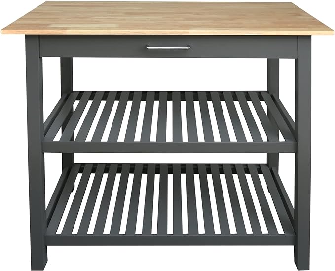 Casual Home Solid Hardwood Top, Slate Gray, 40" W (373-932) Kitchen Island - LeafyLoom