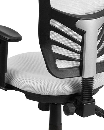 Flash Furniture Nicholas Mid-Back Swivel Office and Gaming Chair, Ergonomic Mesh Office Chair with Adjustable Lumbar Support and Height, White - LeafyLoom