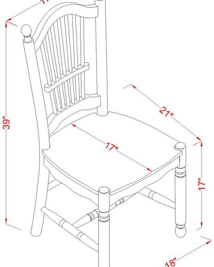East West Furniture DOC-BCH-W Dover Dining Chairs - Slat Back Wood Seat Kitchen Chairs, Set of 2, Black & Cherry - LeafyLoom