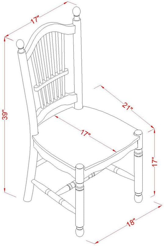 East West Furniture DOC-BCH-W Dover Dining Chairs - Slat Back Wood Seat Kitchen Chairs, Set of 2, Black & Cherry - LeafyLoom