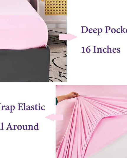 URBONUR 6Pcs Mermaid Comforter Set Queen for Girls Glitter Fish Scales Printed Bedding Set on Gradient Pink Purple Blue Soft & Fluffy Girls Bed Set with Sheets for Queen Bed - LeafyLoom