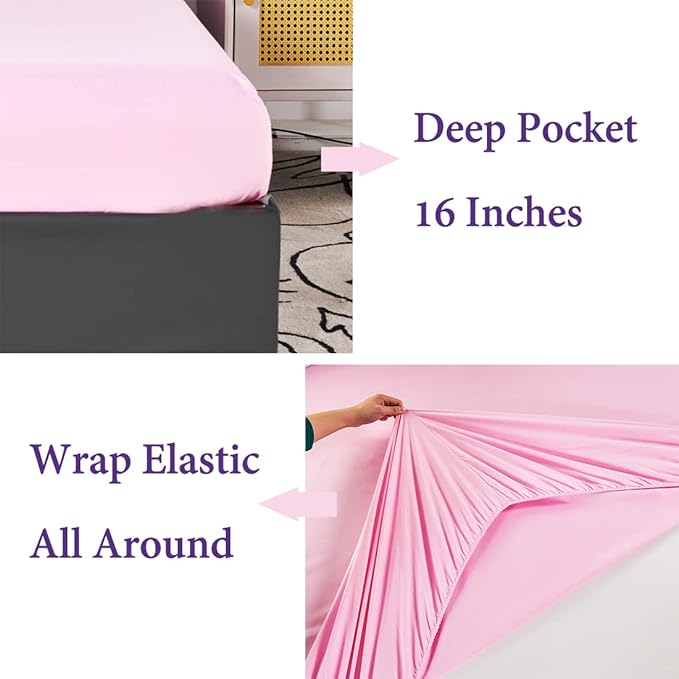 URBONUR 6Pcs Mermaid Comforter Set Queen for Girls Glitter Fish Scales Printed Bedding Set on Gradient Pink Purple Blue Soft & Fluffy Girls Bed Set with Sheets for Queen Bed - LeafyLoom