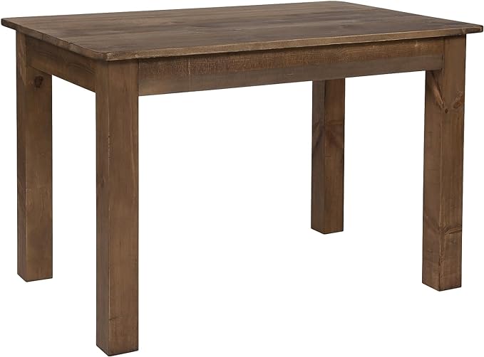 Flash Furniture HERCULES 46" x 30" Rectangular Antique Rustic Solid Pine Farm Dining Table - LeafyLoom