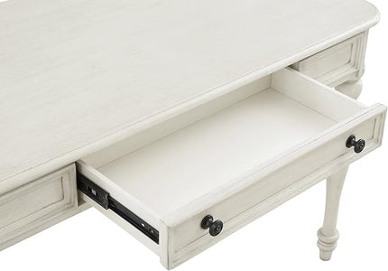 OSP Home Furnishings Country Meadows 48 Inch Writing Desk with Drawer, Antique White - LeafyLoom