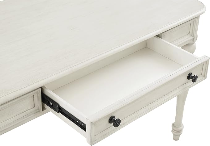 OSP Home Furnishings Country Meadows 48 Inch Writing Desk with Drawer, Antique White - LeafyLoom
