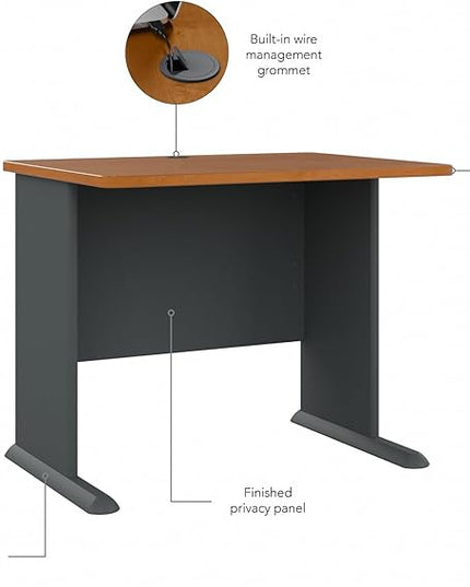 Bush Business Furniture Series A 36W Desk in Natural Cherry and Slate - LeafyLoom