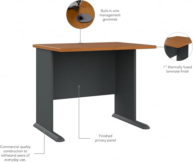 Bush Business Furniture Series A 36W Desk in Natural Cherry and Slate - LeafyLoom