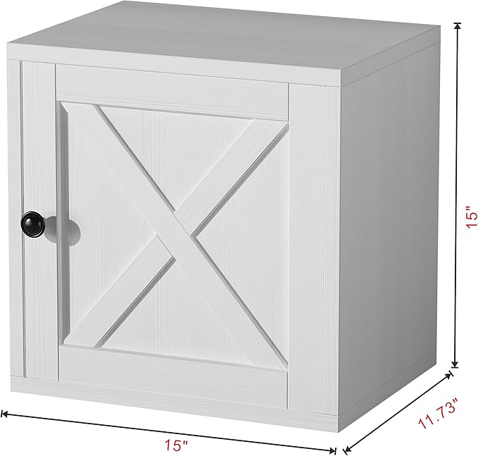 Magic DIY Cube Storage Organizer Stackable Cubes for Home Books Clothes Toy -Modular Cubby Storage System -Office Cubical -Bookcase Closet (Pure white-washed, Door Cube) - LeafyLoom