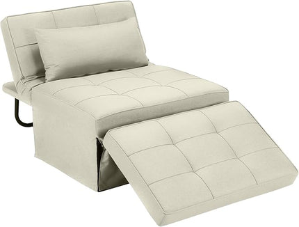 Sofa Bed, 4 in 1 Multi-Function Folding Ottoman Breathable Linen Couch Bed with Adjustable Backrest Modern Convertible Chair for Living Room Apartment Office, White - LeafyLoom