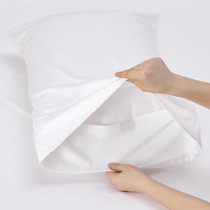 Bedsure Twin XL Sheet Set Dorm Bedding, Cooling Sheets Twin Extra Long Sheets, Rayon Derived from Bamboo, Deep Pocket Up to 16", Hotel Luxury Silky Bedding Sheets & Pillowcases, White - LeafyLoom