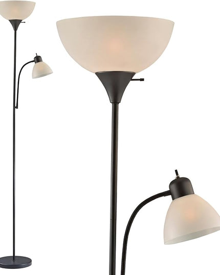 LIGHTACCENTS Adjustable Black Floor Lamp, 72'', Reading Light, Modern Style, Tall Lamp for Living Room, Bedroom, Office - LeafyLoom