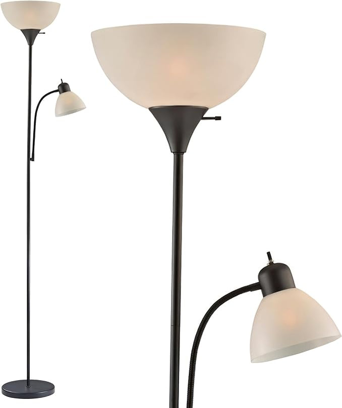 LIGHTACCENTS Adjustable Black Floor Lamp, 72'', Reading Light, Modern Style, Tall Lamp for Living Room, Bedroom, Office - LeafyLoom