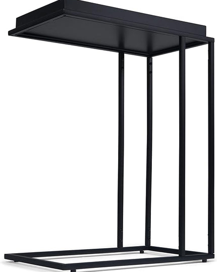 SIMPLIHOME Garner 18 Inch Wide Metal Tray Top C Side Table in Black, For the Living Room and Bedroom - LeafyLoom