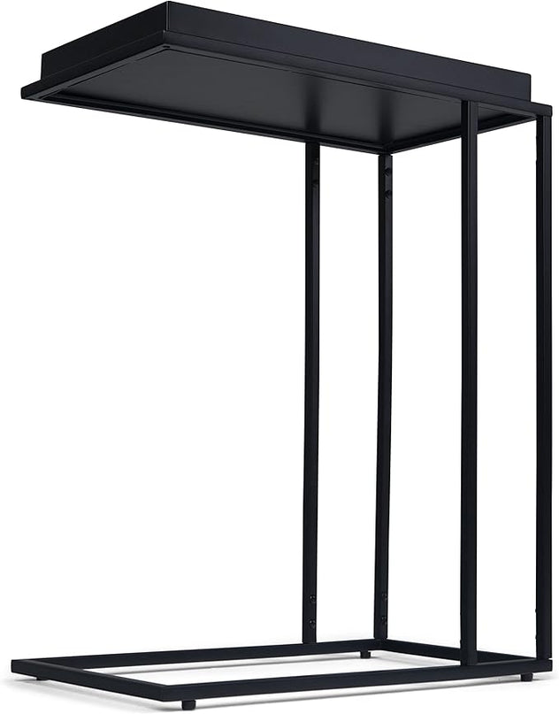 SIMPLIHOME Garner 18 Inch Wide Metal Tray Top C Side Table in Black, For the Living Room and Bedroom - LeafyLoom
