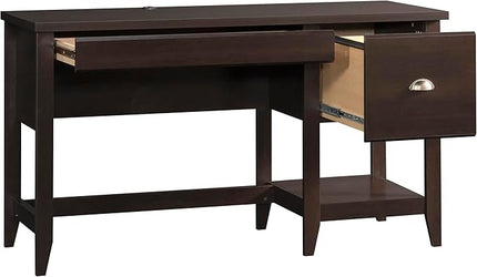 Sauder Summit Station Single Pedestal Desk, L: 52.09" x W: 19.29" x H: 29.02", Cinnamon Cherry Finish - LeafyLoom