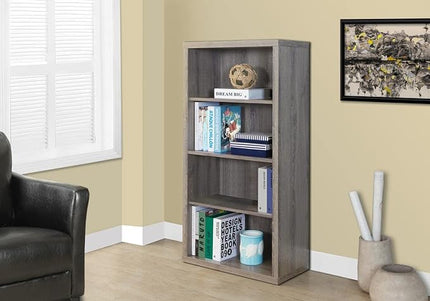 Monarch Specialties 7060 Bookshelf, Bookcase, Etagere, 5 Tier, H, Office, Bedroom, Laminate, Brown, Contemporary, Modern Bookcase-48 H/Dark Taupe With Adjustable Shelves, 48-Inch - LeafyLoom