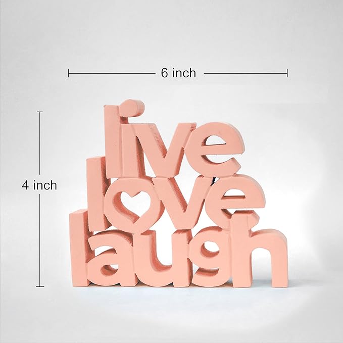 Live Love Laugh Pink Showpiece Home Decor Items for Bedroom Living Room Decoration Items for Center Table Décor Book Shelf Decor Birthday Gift Items (6.5 x 5.60 Inch) - LeafyLoom