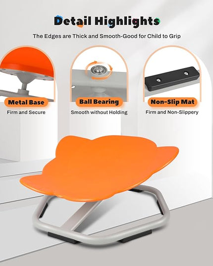 Sensory Toys Kids Swivel Chair, Autism Kids Swivel Chair, Elephant Sit and Spin Seat Balance Chair Indoor for Child Age 3+, Regulating Toddler’s Body Balance, Metal Base Non-Slip Orange - LeafyLoom