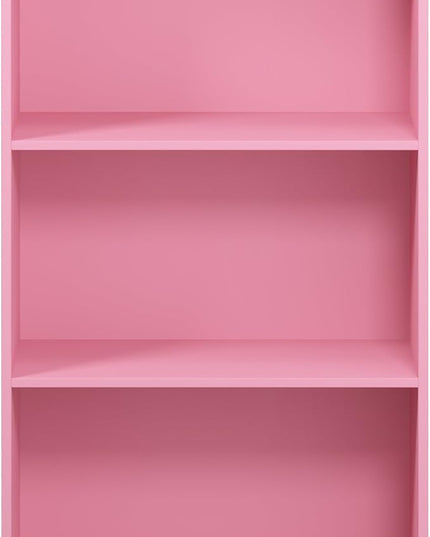 FURINNO Basic 3-Tier Bookcase Storage Shelves, Pink - LeafyLoom