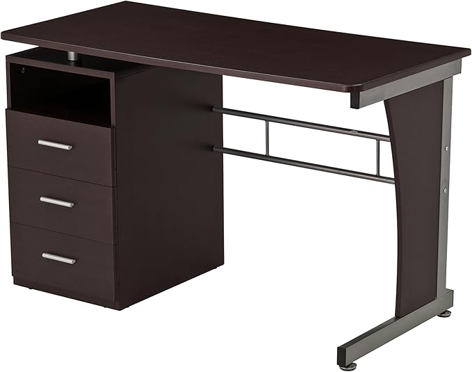 Techni Mobili Drawers Computer Desk, 48" W x 23" D x 30" H, Chocolate - LeafyLoom