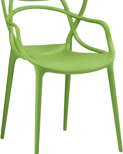 Modway Entangled Modern Molded Plastic Kitchen and Dining Room Arm Chair in Green - Fully Assembled - LeafyLoom