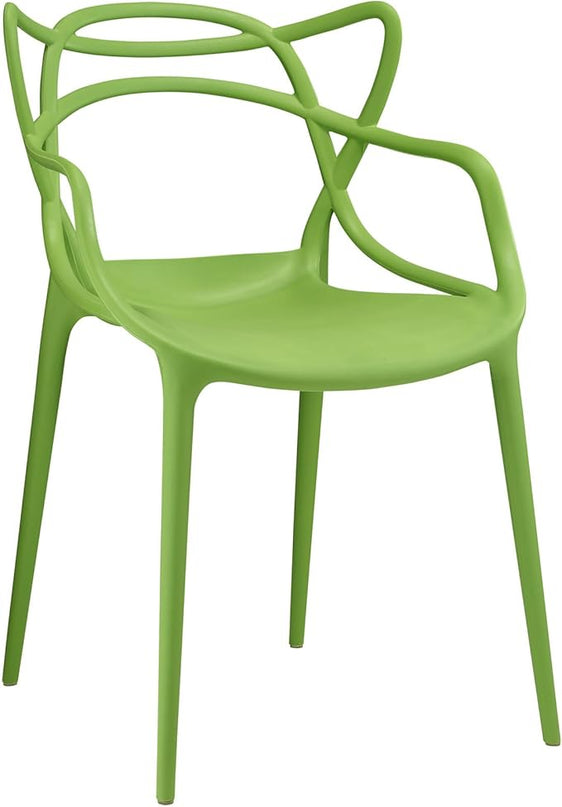 Modway Entangled Modern Molded Plastic Kitchen and Dining Room Arm Chair in Green - Fully Assembled - LeafyLoom