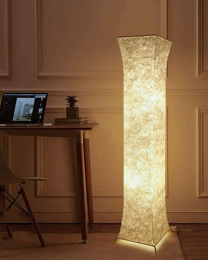 LEONC Design 52'' LED Floor Lamp & 2 Light Bulbs，Contemporary Roman Columns Standing Floor Lamps for Living Room Bedroom Warm Atmosphere(Tyvek Dupont 10 x 10 x 52 inch) - LeafyLoom