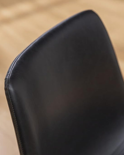 Walker Edison Douglas Urban Industrial Faux Leather Armless Dining Chairs, Set of 2, Black - LeafyLoom