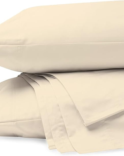 Purity Home Organic 100% Cotton Ecru Full Size Bed Sheets, Percale Weave Cotton Sheet Set for Full Size Bed, Crisp, Cooling & Breathable Bed Sheets, Fits Mattress Upto 16" Deep Pocket - LeafyLoom