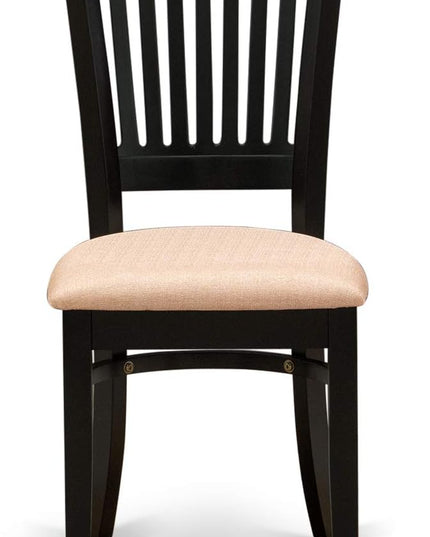 East West Furniture ANVA5-BLK-C 5 Piece Dining Room Furniture Set Includes a Round Dining Table with Pedestal and 4 Linen Fabric Upholstered Chairs, 36x36 Inch, Black - LeafyLoom