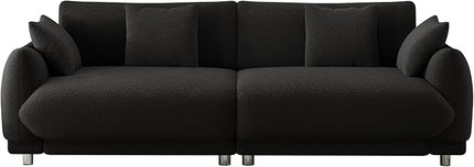 NicBex Sectional Couch Sofa with 4 Throw Pillows Modern Cloud Couch for Living Room Furniture Sets with Metal Legs AMD Sponge Filled, Modular Sofa for Living Room, Bedroom, Apartment, 86.6" L, Black - LeafyLoom