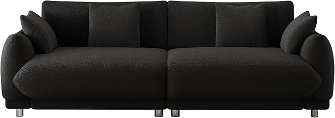 NicBex Sectional Couch Sofa with 4 Throw Pillows Modern Cloud Couch for Living Room Furniture Sets with Metal Legs AMD Sponge Filled, Modular Sofa for Living Room, Bedroom, Apartment, 86.6" L, Black - LeafyLoom