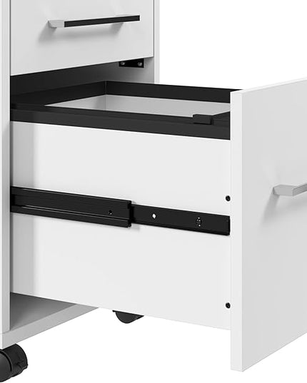 Bush Business Furniture Hustle 3 Drawer Rolling File Cabinet in White, Mobile Document Storage for Home and Professional Office - LeafyLoom