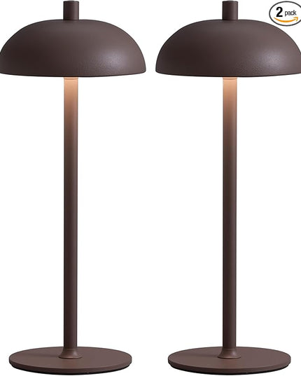 Cordless LED Table Lamp Set of 2, Modern Portable Desk Lamp, 3 Color Stepless Dimming Built-in Rechargeable Battery Lights, for Bedroom, Patio, Outdoor, Restaurant, Bedside Night Lamp(Brown) - LeafyLoom