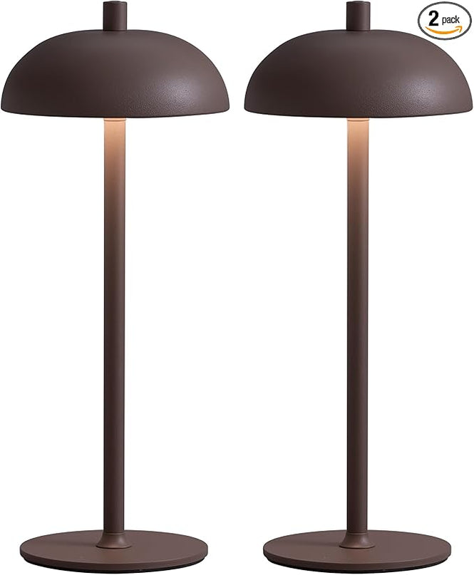 Cordless LED Table Lamp Set of 2, Modern Portable Desk Lamp, 3 Color Stepless Dimming Built-in Rechargeable Battery Lights, for Bedroom, Patio, Outdoor, Restaurant, Bedside Night Lamp(Brown) - LeafyLoom