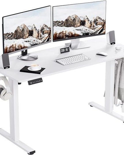 Standing Desk, Height Adjustable Desks with Powerful Motor and Cable Management,electric Sit Stand Desk with Hight Preset Design for Home Office Use 55x24 in White - LeafyLoom