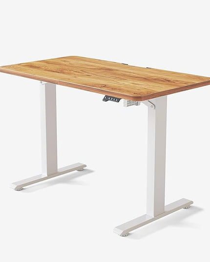 FAMISKY 44 x 24 Standing Desk Adjustable Height, Electric Stand Up Desk, Rising Desk with Splice Board, Light Rusticbrown - LeafyLoom