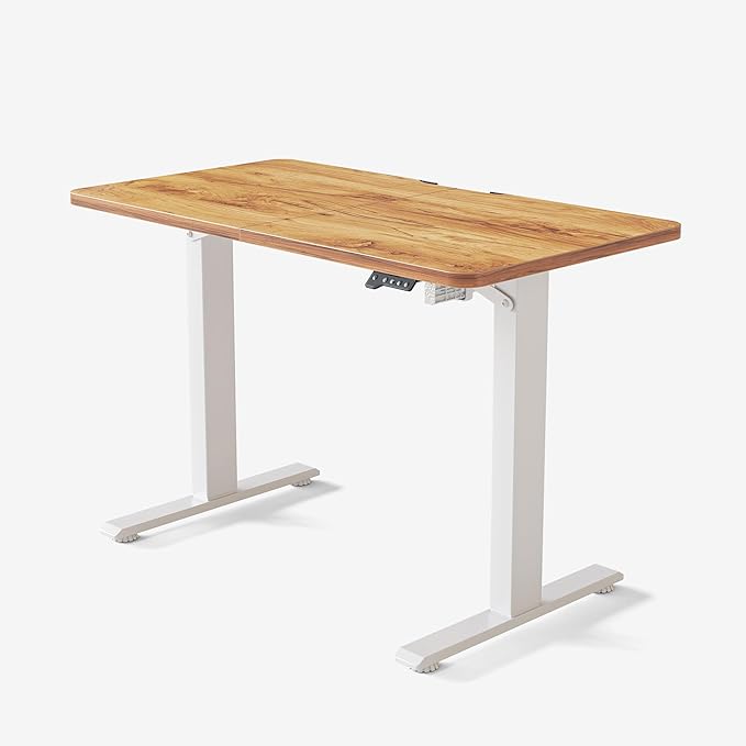 FAMISKY 44 x 24 Standing Desk Adjustable Height, Electric Stand Up Desk, Rising Desk with Splice Board, Light Rusticbrown - LeafyLoom