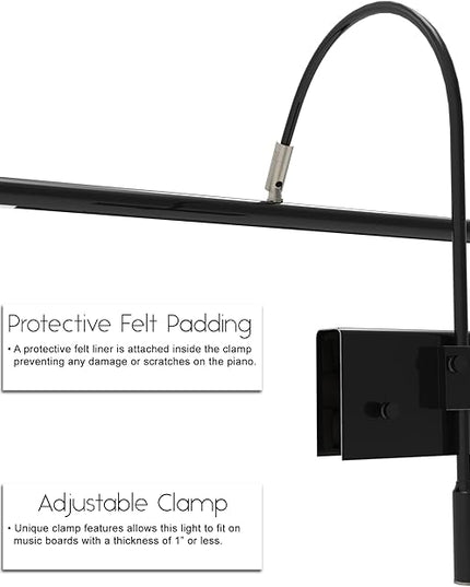 Cocoweb 19" Grand Piano Lamp with Integrated LED Black with Satin Nickel Accents - GPLED19SND - LeafyLoom