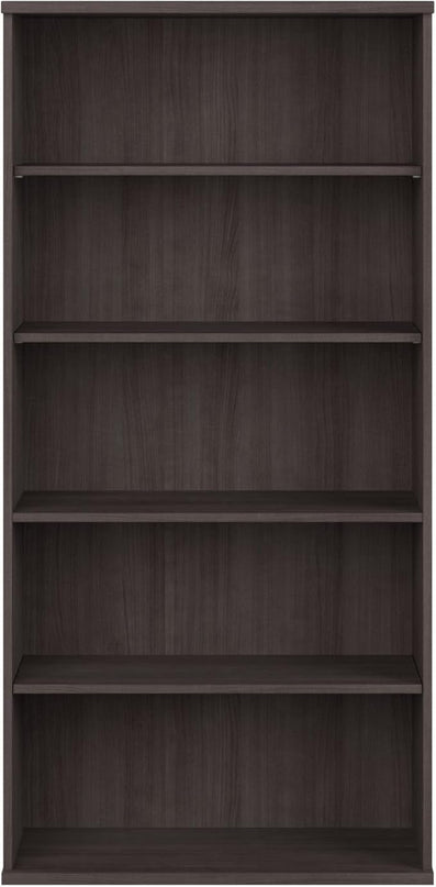 Bush Business Furniture Studio C Tall 5 Shelf Bookcase in Storm Gray, Large Bookshelf for Home or Professional Office - LeafyLoom