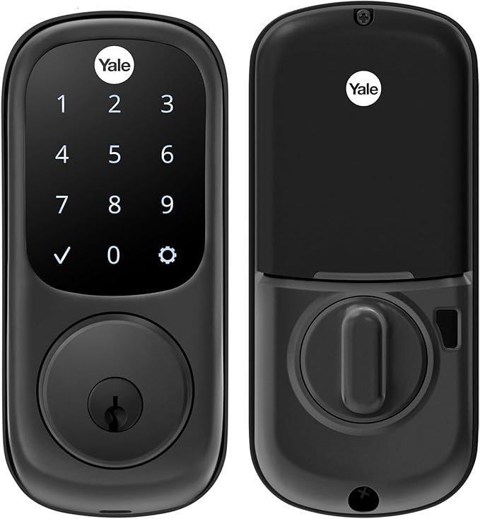 Yale Assure Lock Deadbolt, Black Suede Digital Touchscreen Non-Connected Keypad with Backup Key for Front or Back Entry Door, YRD226-NR-BSP Yale