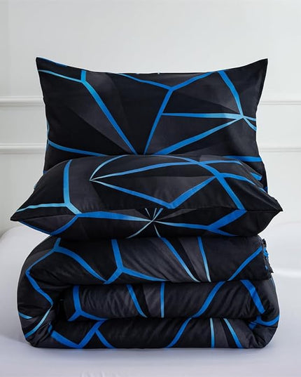 NTBED 3D Geometric Comforter Set for Boys Kids, Irregular Diamond Pattern Lightweight Microfiber Bedding Sets All Season (Dark Blue, Twin) - LeafyLoom