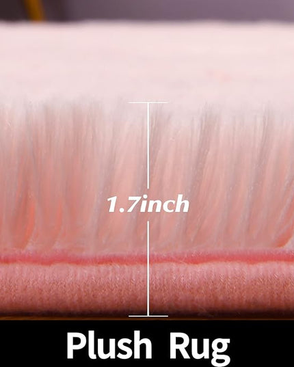 Pink Round Rug for Bedroom, Super Fluffy Circle Rugs for Baby Nursery, 5'X5' Feet Furry Carpet for Children Kids Room, Cute Soft Shaggy Rug for Girls Home Decor, Fuzzy Plush Carpets for Dorm - LeafyLoom