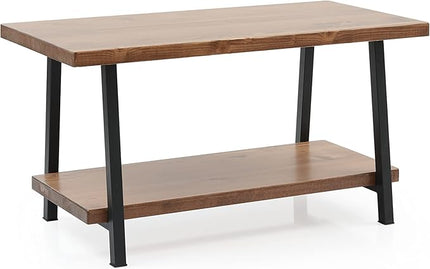 NicBex Coffee Table Wooden Coffee Table with Storage Rectangle Center Tables with Open Shelf and Metal Frame Dining Table for Living Room, Dining Room, Office, and Bedroom,39" W, Walnut - LeafyLoom
