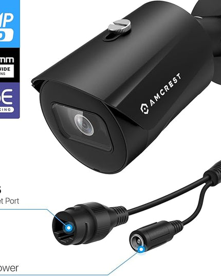 Amcrest UltraHD 5MP Outdoor POE Camera 2592 x 1944p Bullet IP Security Camera, Outdoor IP67 Waterproof, 103° Viewing Angle, 2.8mm Lens, 98.4ft Night Vision, 5-Megapixel, IP5M-B1186EB-28MM (Black) Amcrest