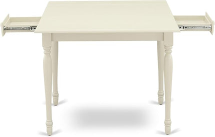 East West Furniture Monza Dining Rectangle Wooden Table Top with Dropleaf & Stylish Legs, 36x54 Inch, Linen White - LeafyLoom