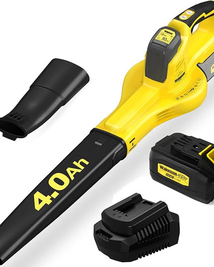 Walensee Upgrade Leaf Blower - 20V Cordless Leaf Blower with 4.0Ah Lithium Battery & Fast Charger Included, Electric Leaf Sweeper for Lawn Clean Lightweight Garden Power Tool for Grass Clipping Patio - LeafyLoom