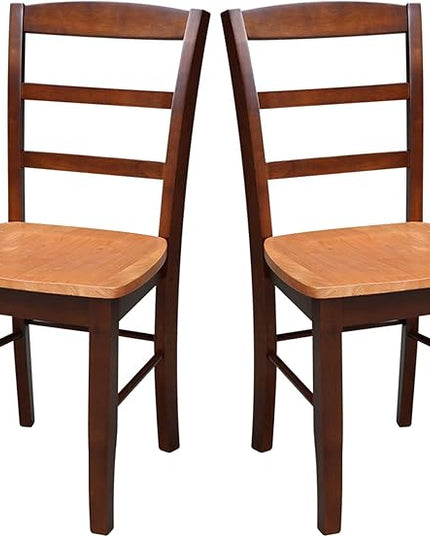 International Concepts Pair of Madrid LadderBack Chairs, Cinnamon/Espresso - LeafyLoom