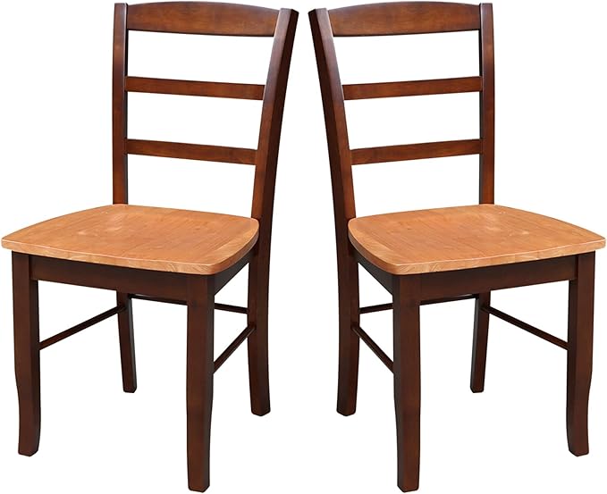 International Concepts Pair of Madrid LadderBack Chairs, Cinnamon/Espresso - LeafyLoom